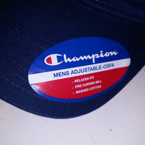 Champion Mens Hat Relaxed Fit Navy Blue One Size Pre Curved Bill Cotton Logo Buc - Picture 9 of 11